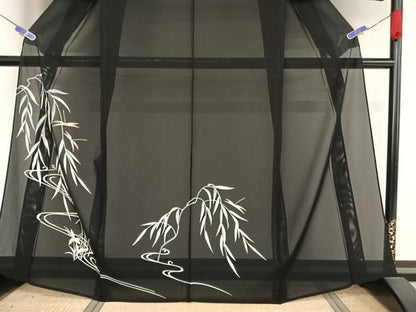 平和屋着物＊夏物 訪問着 絽 駒刺繍 流水 蜻蛉 とんぼ 黒地 金糸 正絹 逸品 AABA2485np