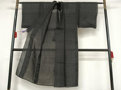 平和屋着物＊夏物 男性 上布 井桁絣 麻 逸品 AABA2486np