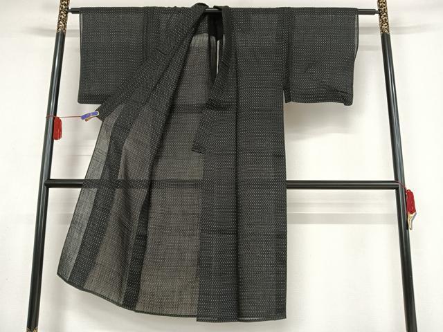 平和屋着物＊夏物 男性 上布 井桁絣 麻 逸品 AABA2486np