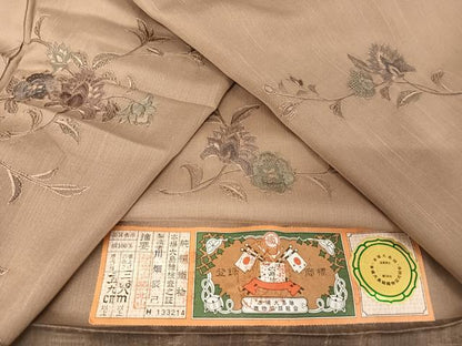 平和屋着物＊夏物 訪問着 本場大島紬 夏大島 中国三大刺繍 汕頭刺繍 スワトウ刺繍  川畑辰吉作 三越扱い 証紙付き 正絹 逸品 AABA2489np