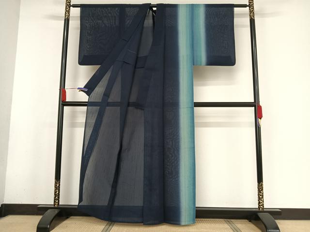 平和屋着物＊夏物 訪問着 紗紬 縞 正絹 逸品 AABA2491np