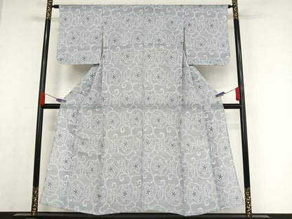 平和屋着物＊夏物 越後上布 花唐草文 芋麻 逸品 AABA2493np