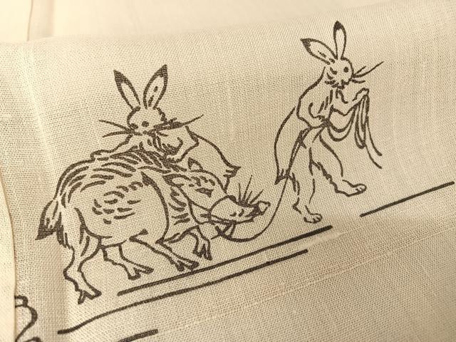 平和屋着物＊夏物 小紋 紗紬 鳥獣戯画 正絹 逸品 AABA2496np