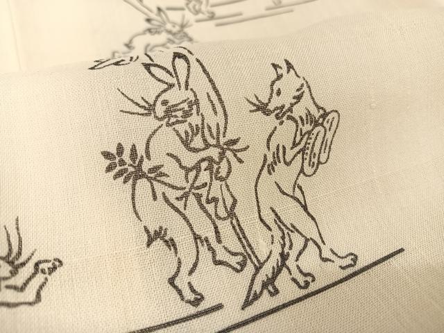 平和屋着物＊夏物 小紋 紗紬 鳥獣戯画 正絹 逸品 AABA2496np