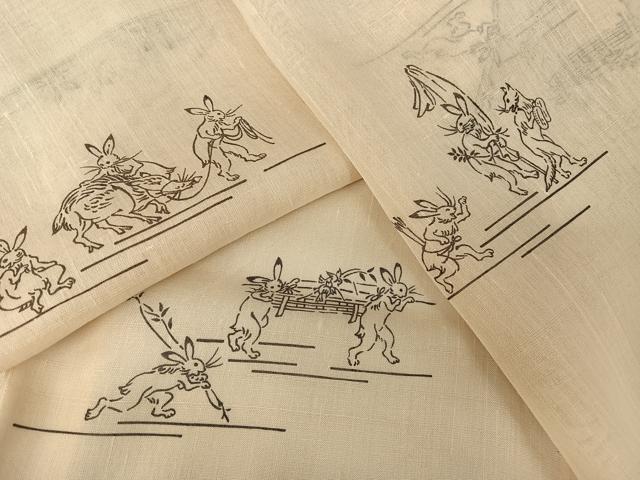 平和屋着物＊夏物 小紋 紗紬 鳥獣戯画 正絹 逸品 AABA2496np