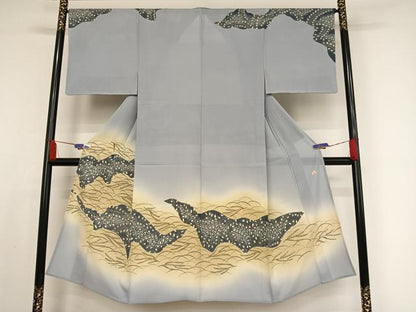 平和屋着物＊夏物 東京友禅 久呂田明功 男性 訪問着 絽 萩 暈し染め 金彩 正絹 逸品 AABA2497np