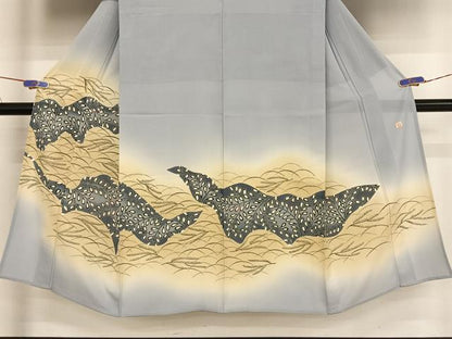 平和屋着物＊夏物 東京友禅 久呂田明功 男性 訪問着 絽 萩 暈し染め 金彩 正絹 逸品 AABA2497np