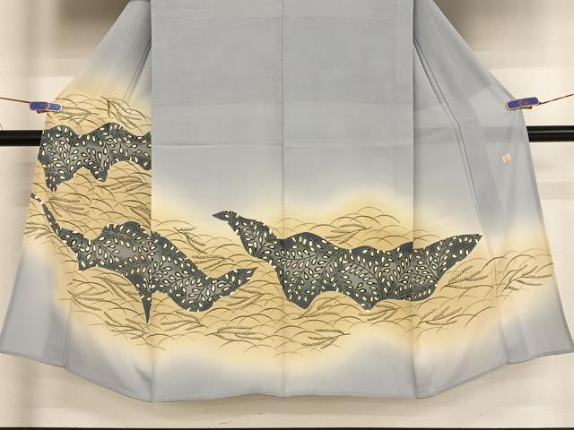 平和屋着物＊夏物 東京友禅 久呂田明功 男性 訪問着 絽 萩 暈し染め 金彩 正絹 逸品 AABA2497np