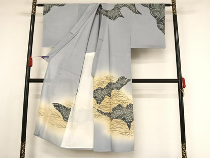 平和屋着物＊夏物 東京友禅 久呂田明功 男性 訪問着 絽 萩 暈し染め 金彩 正絹 逸品 AABA2497np