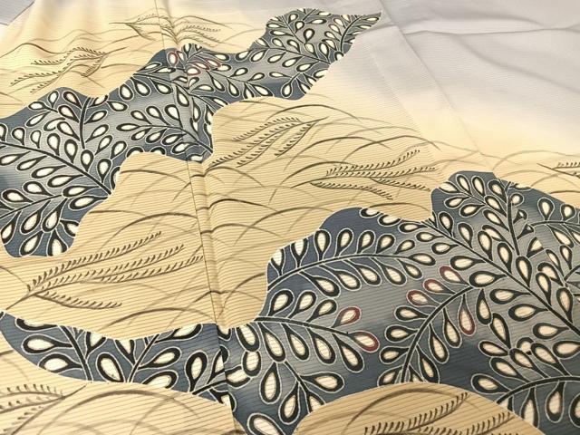 平和屋着物＊夏物 東京友禅 久呂田明功 男性 訪問着 絽 萩 暈し染め 金彩 正絹 逸品 AABA2497np