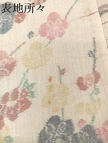 平和屋着物＊夏物 本場小千谷ちぢみ 草花文 麻 逸品 AABA2503np