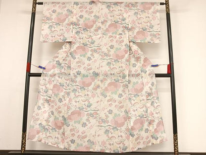 平和屋着物＊夏物 本場小千谷ちぢみ 草花文 麻 逸品 AABA2503np