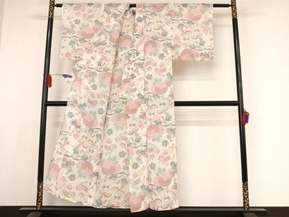 平和屋着物＊夏物 本場小千谷ちぢみ 草花文 麻 逸品 AABA2503np