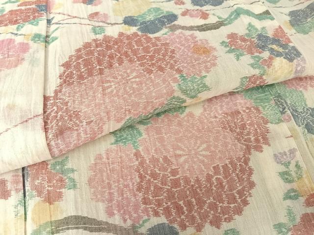 平和屋着物＊夏物 本場小千谷ちぢみ 草花文 麻 逸品 AABA2503np
