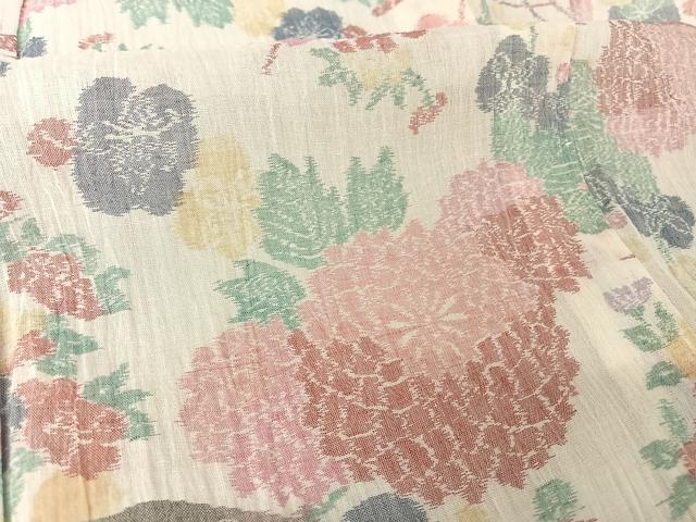 平和屋着物＊夏物 本場小千谷ちぢみ 草花文 麻 逸品 AABA2503np