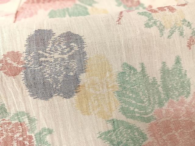 平和屋着物＊夏物 本場小千谷ちぢみ 草花文 麻 逸品 AABA2503np