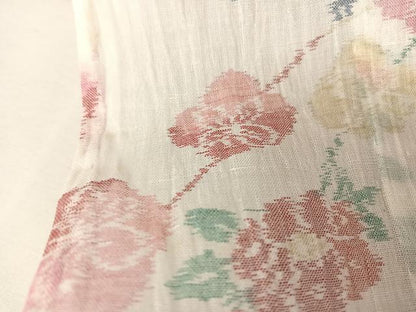 平和屋着物＊夏物 本場小千谷ちぢみ 草花文 麻 逸品 AABA2503np