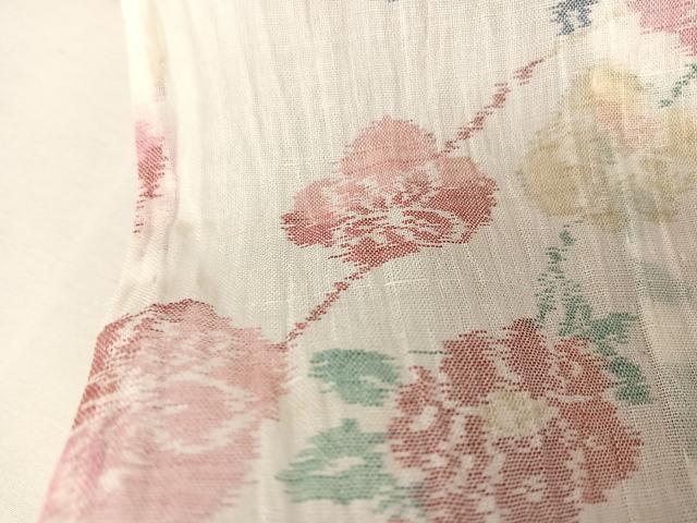平和屋着物＊夏物 本場小千谷ちぢみ 草花文 麻 逸品 AABA2503np