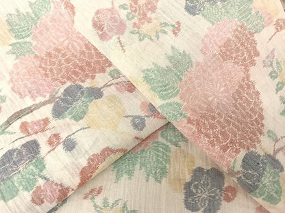 平和屋着物＊夏物 本場小千谷ちぢみ 草花文 麻 逸品 AABA2503np