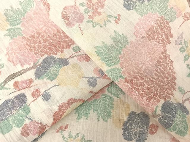 平和屋着物＊夏物 本場小千谷ちぢみ 草花文 麻 逸品 AABA2503np