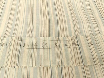 平和屋着物＊夏物 本場小千谷ちぢみ 縞 反端付き 麻 逸品 AABA2505np