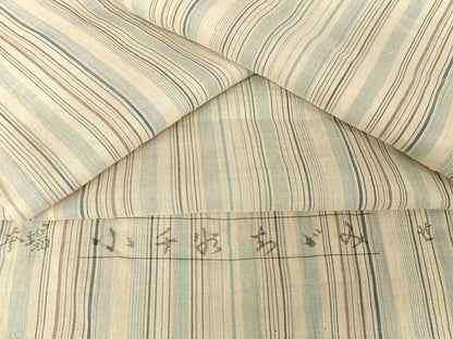 平和屋着物＊夏物 本場小千谷ちぢみ 縞 反端付き 麻 逸品 AABA2505np