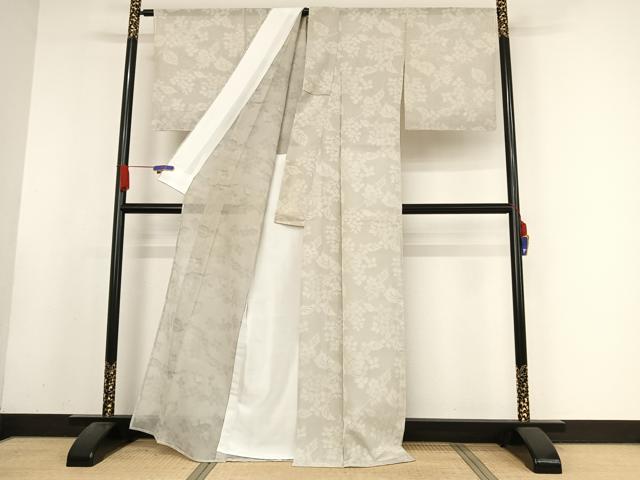 平和屋着物＊夏物 お召 枝花文 正絹 逸品 AABA2510np