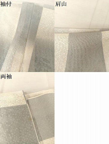 平和屋着物＊夏物 小紋 縦絽 手描き 草花文 三越扱い 正絹 逸品 AABA2511np