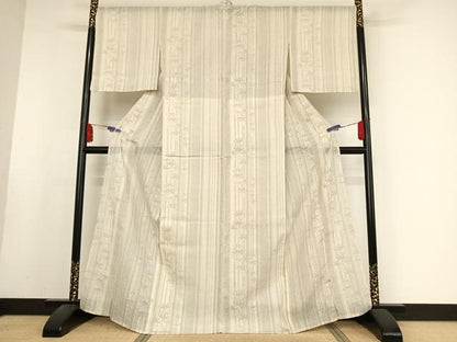 平和屋着物＊夏物 結城紬 夏結城 100亀甲 笹竹文 正絹 逸品 AABA2512np