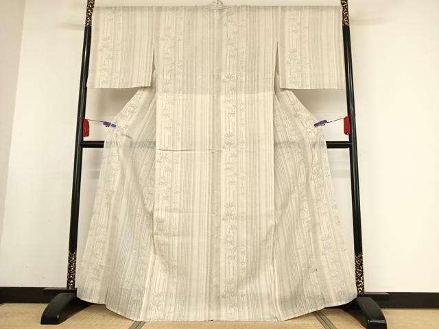 平和屋着物＊夏物 結城紬 夏結城 100亀甲 笹竹文 正絹 逸品 AABA2512np