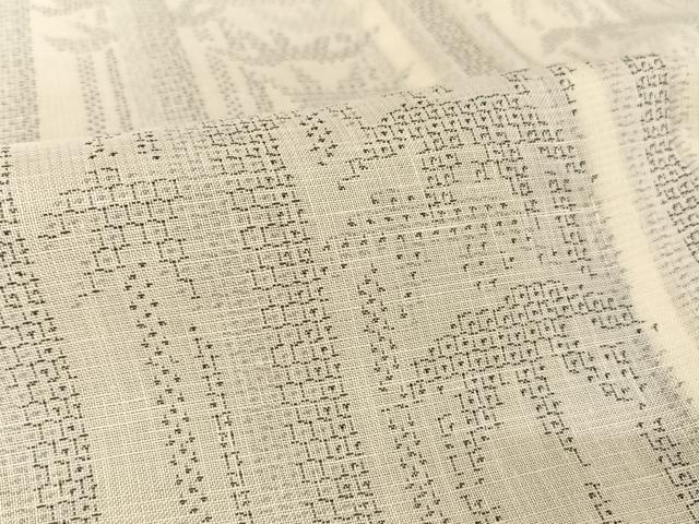 平和屋着物＊夏物 結城紬 夏結城 100亀甲 笹竹文 正絹 逸品 AABA2512np