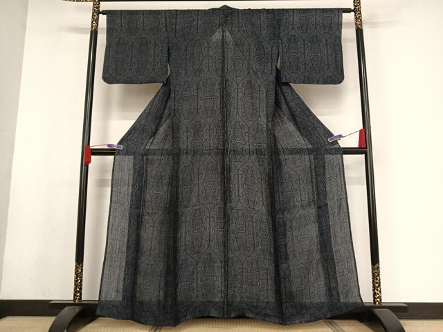 平和屋着物＊夏物 重要無形文化財 本場宮古上布 陶器文 苧麻 逸品 AABA2513np
