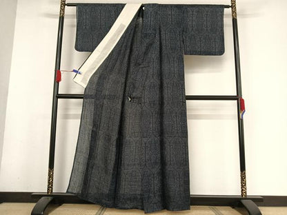 平和屋着物＊夏物 重要無形文化財 本場宮古上布 陶器文 苧麻 逸品 AABA2513np