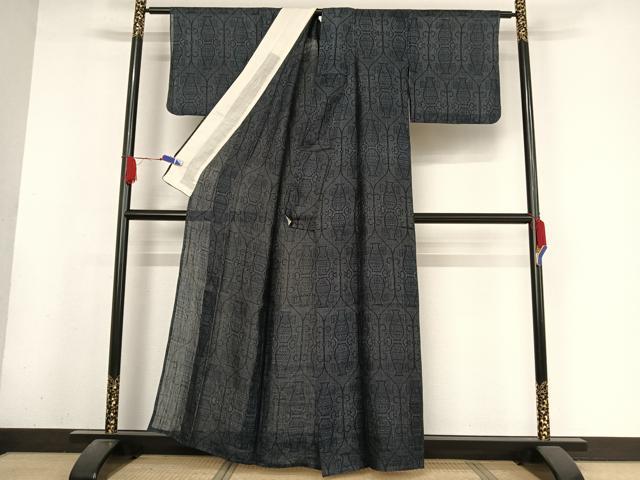平和屋着物＊夏物 重要無形文化財 本場宮古上布 陶器文 苧麻 逸品 AABA2513np