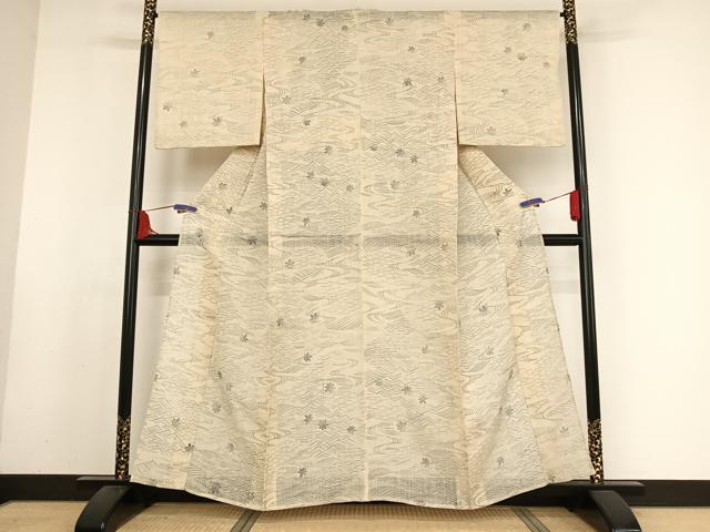 平和屋着物＊夏物 生紬 竜田川 正絹 逸品 AABA2515np