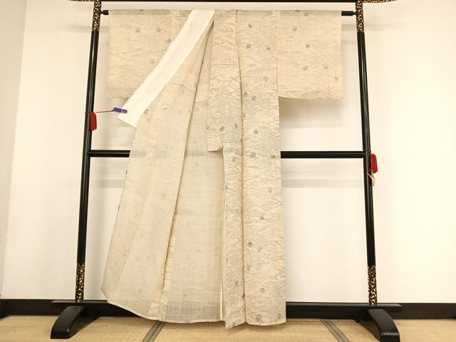 平和屋着物＊夏物 生紬 竜田川 正絹 逸品 AABA2515np