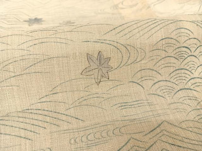平和屋着物＊夏物 生紬 竜田川 正絹 逸品 AABA2515np