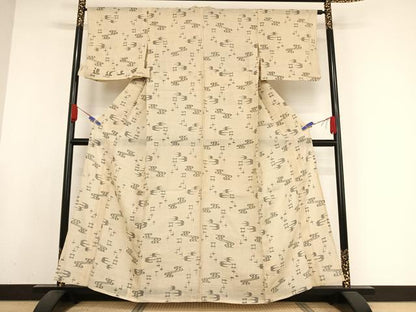 平和屋着物＊夏物　近江上布　琉球絣文様　反端付き　麻　逸品　AABA2516np