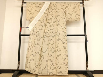 平和屋着物＊夏物　近江上布　琉球絣文様　反端付き　麻　逸品　AABA2516np
