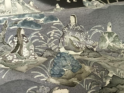平和屋着物●創業明治元年、京の老舗【小糸染芸】　小糸敏夫　訪問着　紬地　京風俗絵巻　黒地　正絹　逸品　AABA2520np