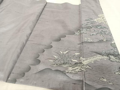 平和屋着物●創業明治元年、京の老舗【小糸染芸】　小糸敏夫　訪問着　紬地　京風俗絵巻　黒地　正絹　逸品　AABA2520np