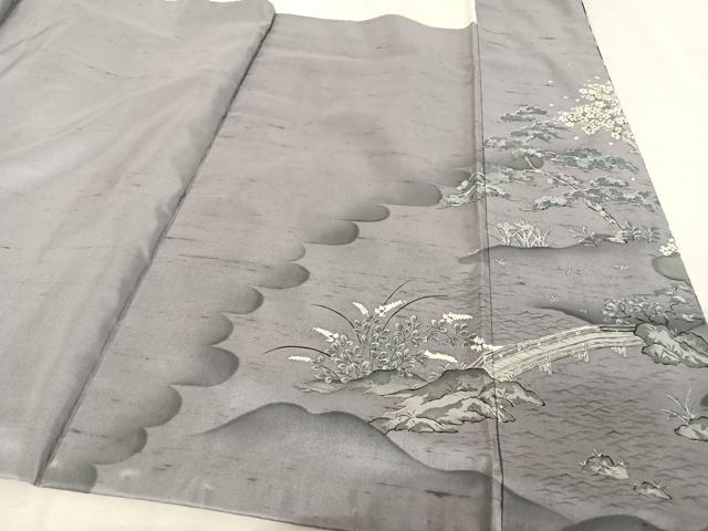 平和屋着物●創業明治元年、京の老舗【小糸染芸】　小糸敏夫　訪問着　紬地　京風俗絵巻　黒地　正絹　逸品　AABA2520np