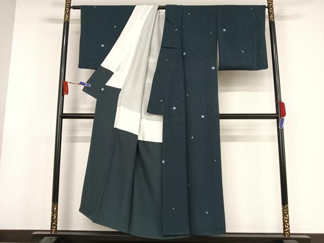 平和屋着物●三代目吉三郎　小紋　宝多留絞り　ホタル絞り　花唐草地紋　証紙付き　正絹　逸品　AABA2522np 平和屋着物○三代目吉三郎 小紋 宝多留絞り ホタル絞り 花唐草地紋 証紙