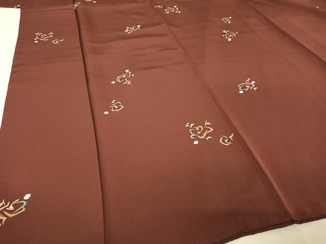 平和屋着物●上質な小紋 枝花文 海老茶色 金彩 正絹 逸品 AABA2524np