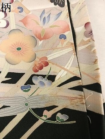 平和屋着物●人間国宝　本加賀友禅作家　二塚長生　黒留袖　草花文　仮絵羽　正絹　逸品　未使用　AABA2532np