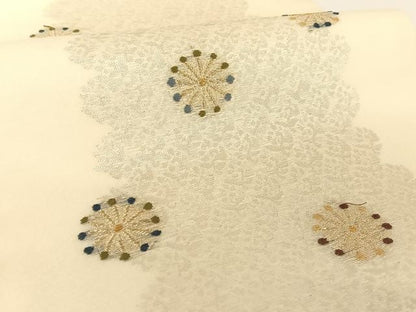 平和屋着物＊夏物 九寸開き名古屋帯 舞花文 金糸 正絹 逸品 AABA2539np