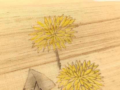平和屋着物＊夏物 九寸開き名古屋帯 手描き たんぽぽ 麻 AABA2540np