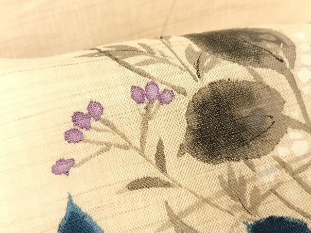 平和屋着物＊夏物 九寸名古屋帯 作家物 手描き 草花文 麻 AABA2543np