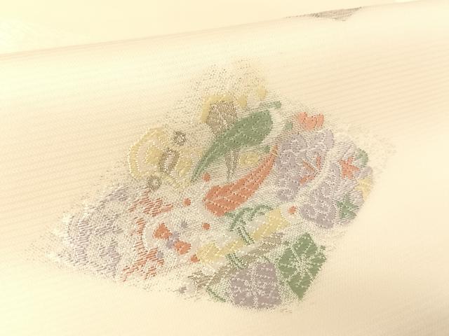 平和屋着物＊夏物 九寸名古屋帯 唐織 菱吉祥文 正絹 逸品 AABA2545np
