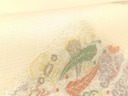 平和屋着物＊夏物 九寸名古屋帯 唐織 菱吉祥文 正絹 逸品 AABA2545np